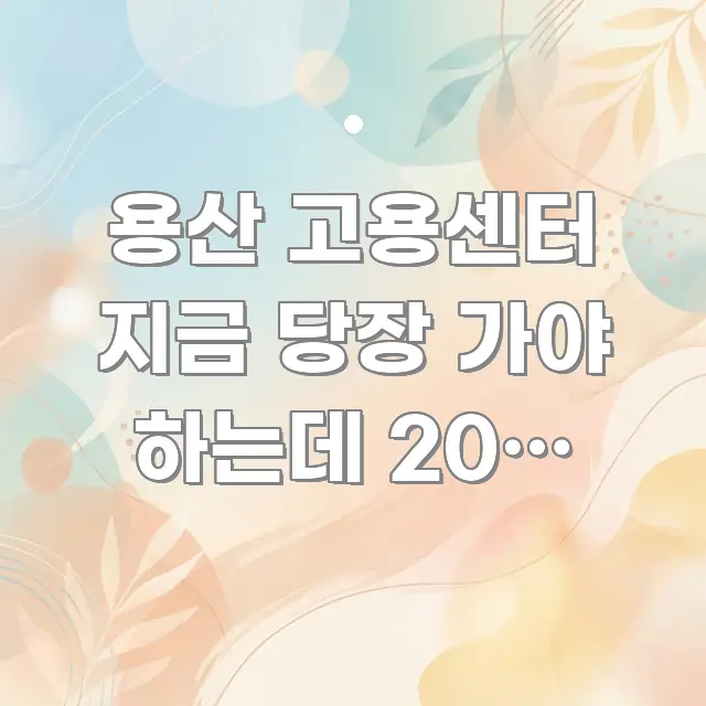 용산 고용센터 지금 당장 가야 하는데 20대 청년 바로 활용 가능한 정보 요약 포스터 - 설명을 돕는 이미지