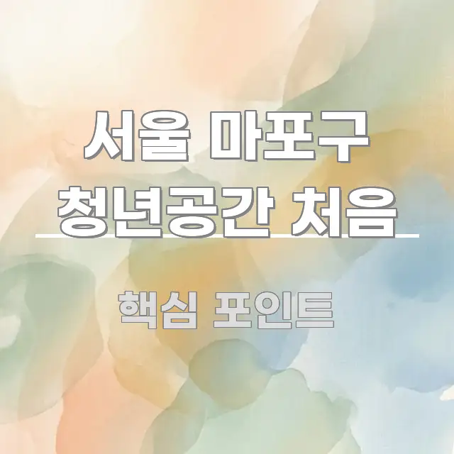 서울 마포구 청년공간 처음 효율적으로 구성된 정보 전달형 표지 이미지 - 본문 내용과 연관된 이미지