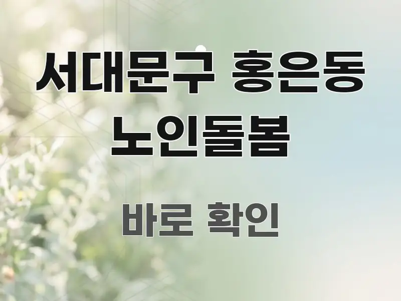 서대문구 홍은동 노인돌봄 핵심 정보 중심의 정보 요약 인포그래픽 이미지 - 글 흐름을 돕는 시각 자료