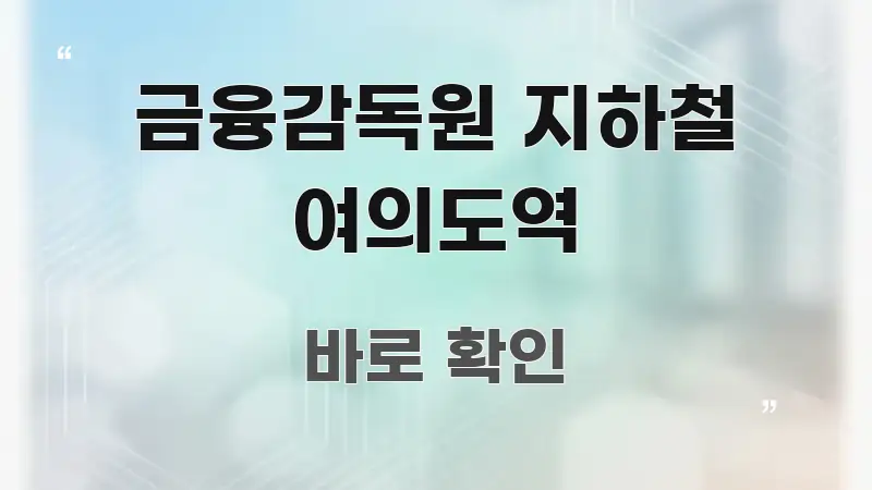 금융감독원 지하철 여의도역 효율적으로 구성된 포스트 대표 비주얼 이미지 - 독자 이해를 위한 이미지