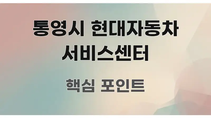 통영시 현대자동차 서비스센터 가독성 높게 정리한 핵심 정보 비주얼 - 독자 이해를 위한 이미지