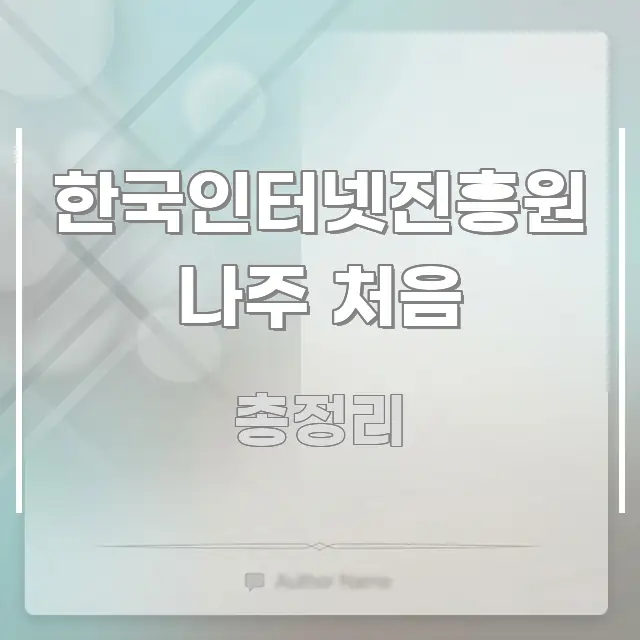 한국인터넷진흥원 나주 처음 신뢰할 수 있는 정보를 담은 핵심 정보 비주얼 - 가독성을 높이는 이미지