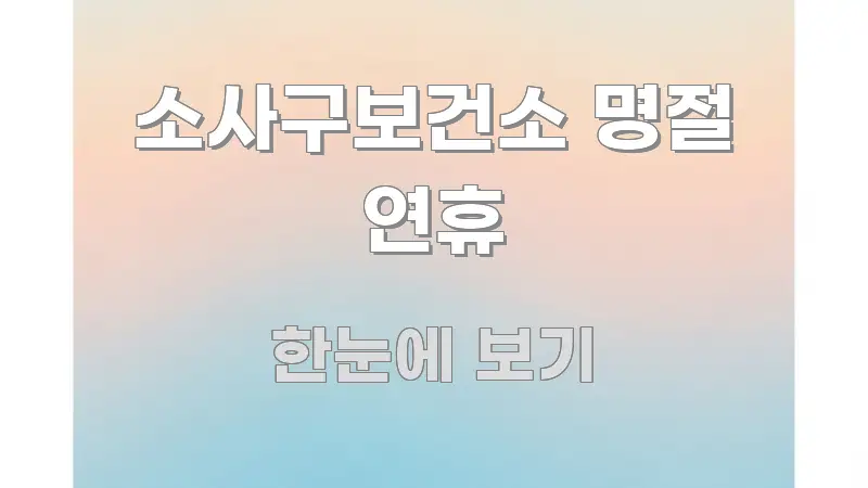 소사구보건소 명절 연휴 핵심 정보를 압축한 핵심 정리 썸네일 이미지 - 내용 요약을 위한 이미지