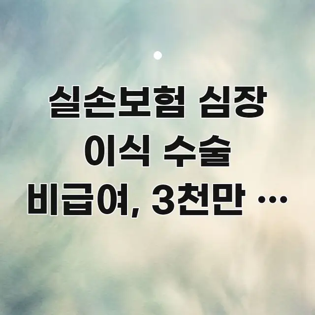 실손보험 심장 이식 수술 비급여, 3천만 원 부담 쉽게 읽히는 정보 요약 인포그래픽 이미지