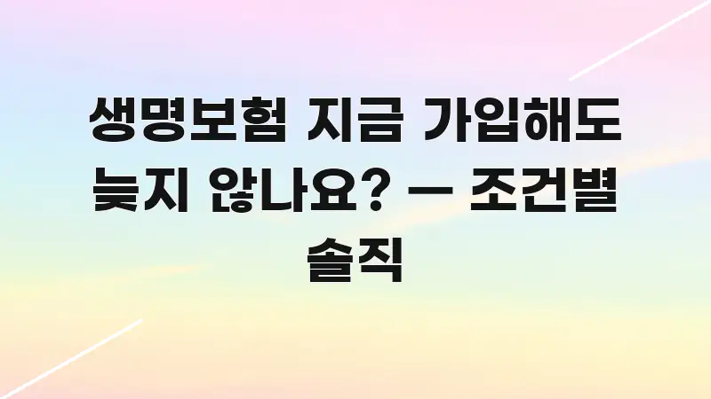 생명보험 지금 가입해도 늦지 않나요? — 조건별 솔직 꼭 필요한 정보만 담은 정보 전달형 표지 이미지