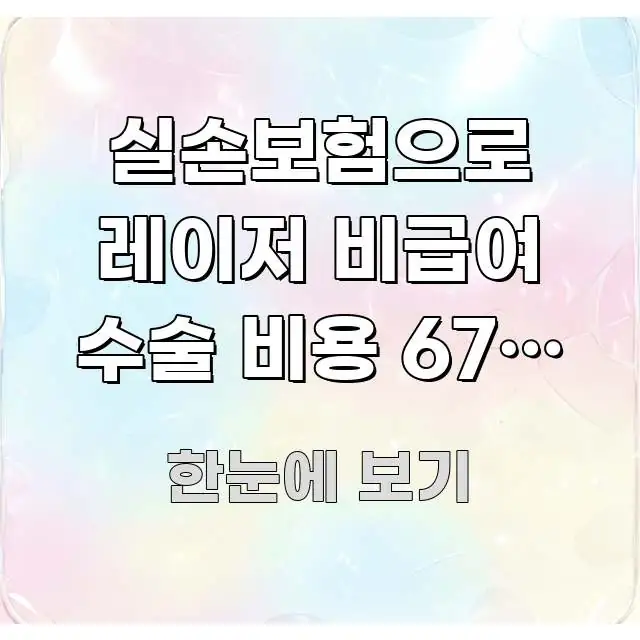 실손보험으로 레이저 비급여 수술 비용 67만 원 요점만 뽑아낸 텍스트 포스터 이미지 - 설명을 돕는 이미지