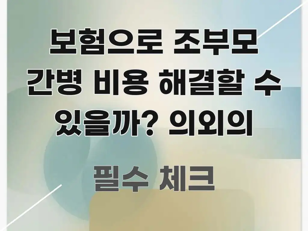 보험으로 조부모 간병 비용 해결할 수 있을까? 의외의 실생활에 도움되는 텍스트 중심 디자인 표지 - 내용 요약을 위한 이미지