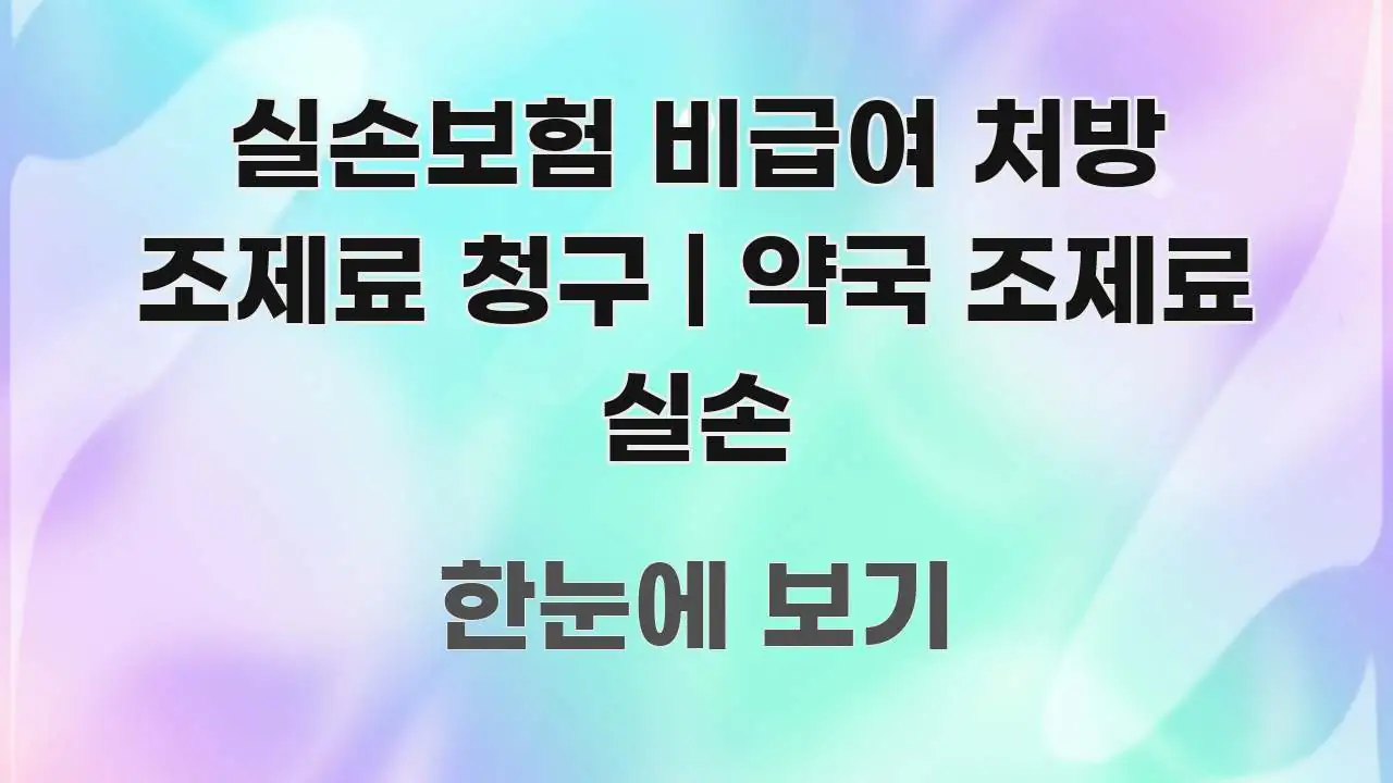 실손보험 비급여 처방 조제료 청구 | 약국 조제료 실손 핵심 내용을 정리한 핵심 정보 비주얼 - 내용 요약을 위한 이미지