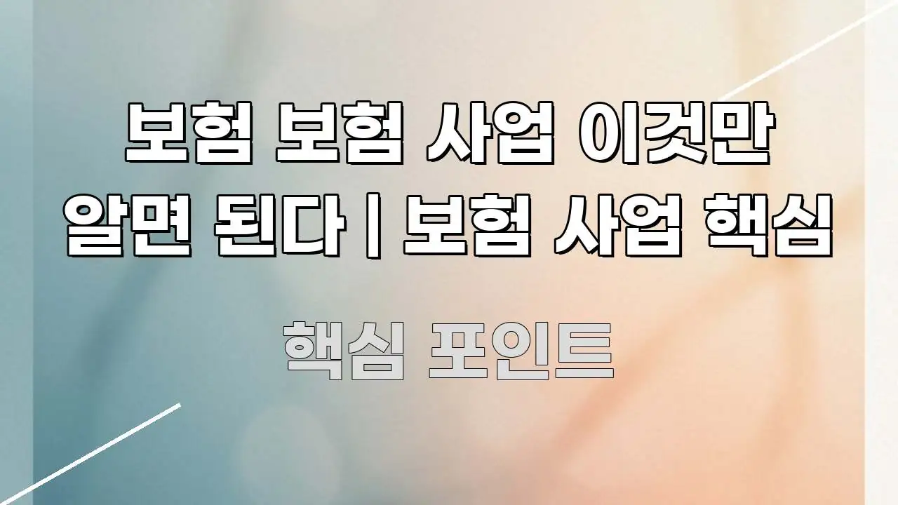 보험 보험 사업 이것만 알면 된다 | 보험 사업 핵심 핵심 개념을 담은 핵심 정보 비주얼 - 참고용 이미지