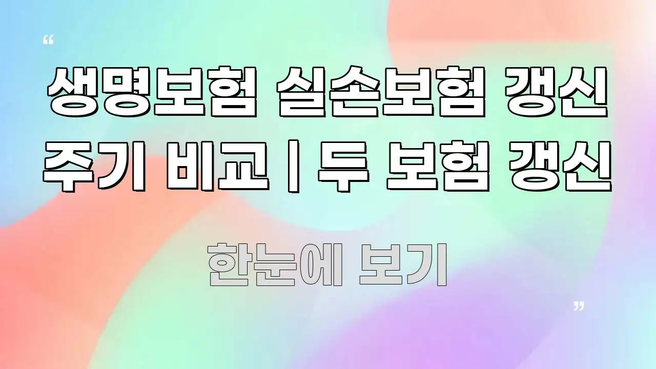 생명보험 실손보험 갱신 주기 비교 | 두 보험 갱신 한눈에 들어오는 정보 카드 디자인 이미지 - 활용 예시 이미지