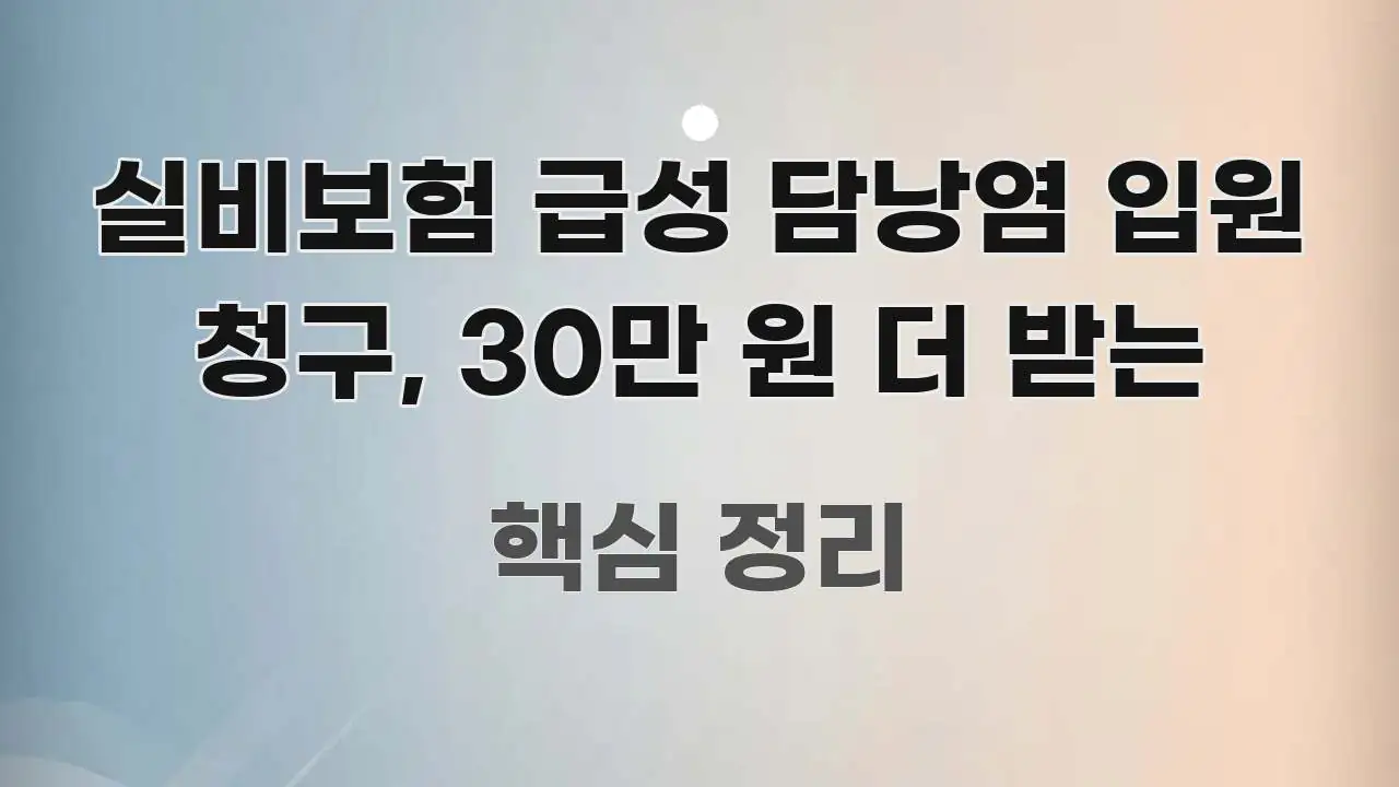 실비보험 급성 담낭염 입원 청구, 30만 원 더 받는 명확하게 정리된 정보 정리 카드 이미지 - 독자 이해를 위한 이미지