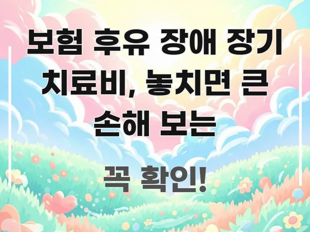 보험 후유 장애 장기 치료비, 놓치면 큰 손해 보는 흥미롭게 구성한 텍스트 중심 디자인 표지 - 참고용 이미지