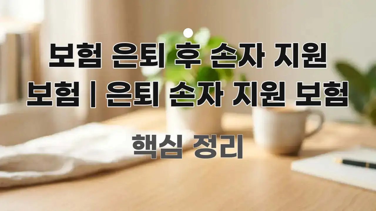 보험 은퇴 후 손자 지원 보험 | 은퇴 손자 지원 보험 깔끔하게 정리된 타이포그래피 블로그 표지 - 참고용 이미지