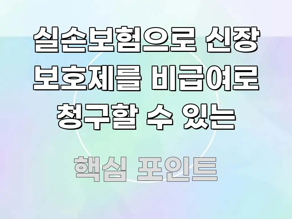 실손보험으로 신장 보호제를 비급여로 청구할 수 있는 핵심 정보 중심의 핵심 키워드 시각화 이미지