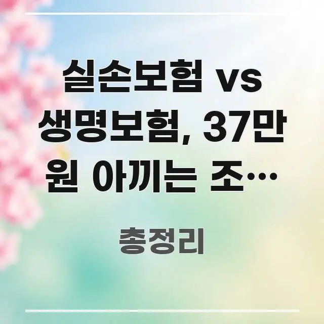 실손보험 vs 생명보험, 37만 원 아끼는 조건 — 스마트하게 정리된 블로그용 카드뉴스 썸네일 - 가독성을 높이는 이미지