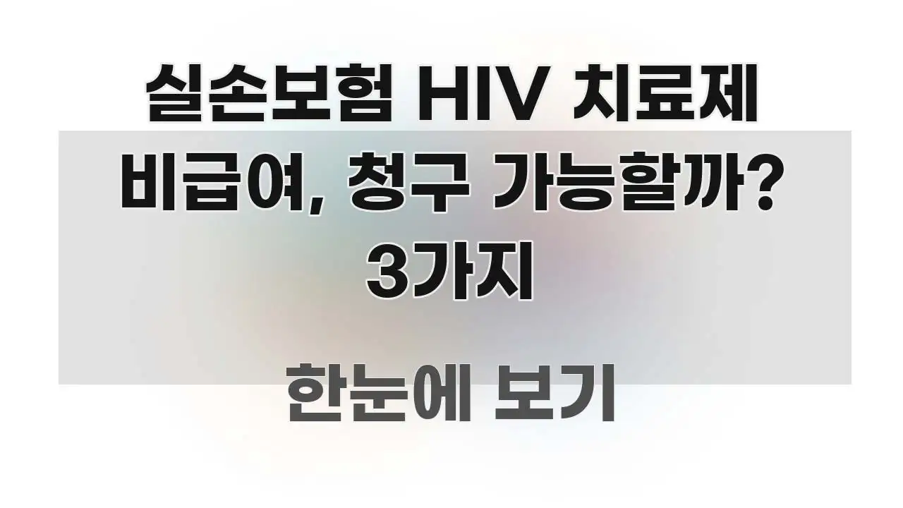 실손보험 HIV 치료제 비급여, 청구 가능할까? 3가지 알기 쉽게 정리한 심플 타이포그래피 표지 - 독자 이해를 위한 이미지