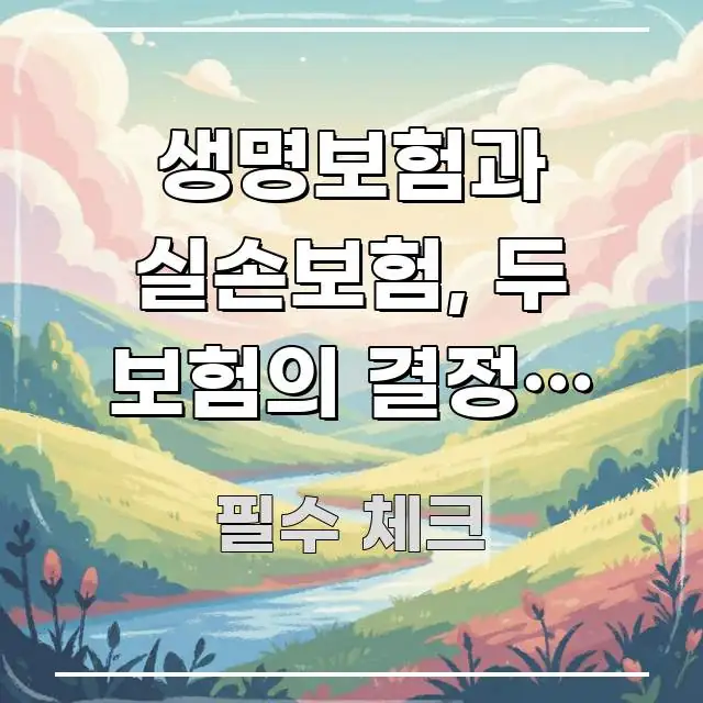 생명보험과 실손보험, 두 보험의 결정적 차이를 놓치면 주요 포인트를 요약한 심플 타이포그래피 표지