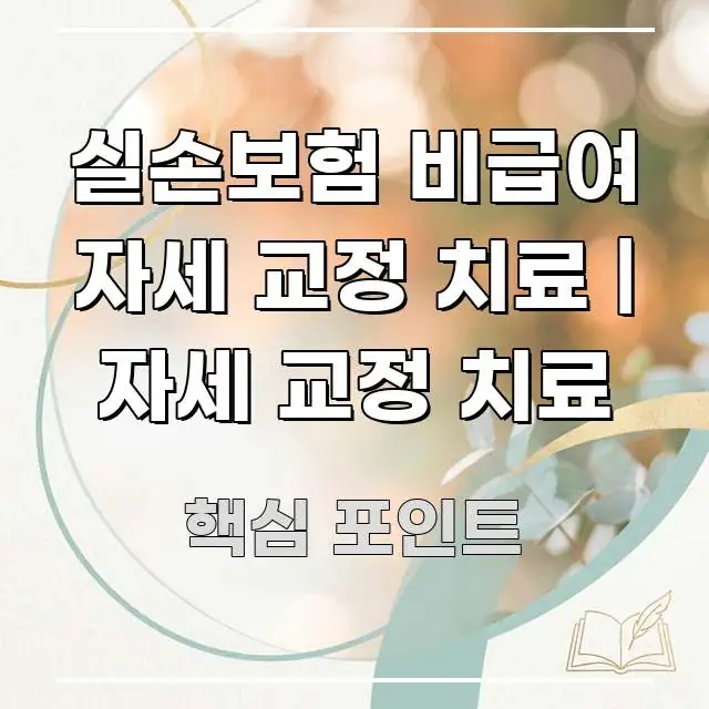실손보험 비급여 자세 교정 치료 | 자세 교정 치료 전문가가 선별한 정보 전달형 표지 이미지