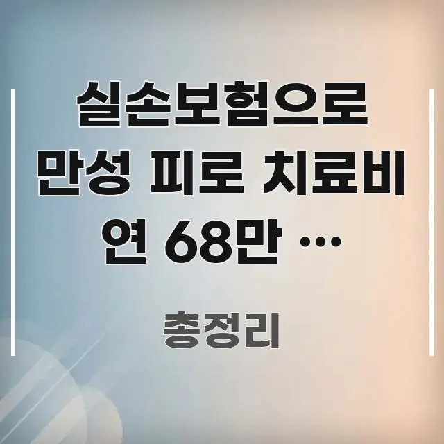 실손보험으로 만성 피로 치료비 연 68만 원 아끼는 요점만 뽑아낸 텍스트 기반 블로그 이미지