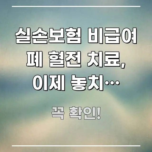 실손보험 비급여 폐 혈전 치료, 이제 놓치면 800만 흐름을 잡아주는 핵심 키워드 시각화 이미지 - 내용 요약을 위한 이미지