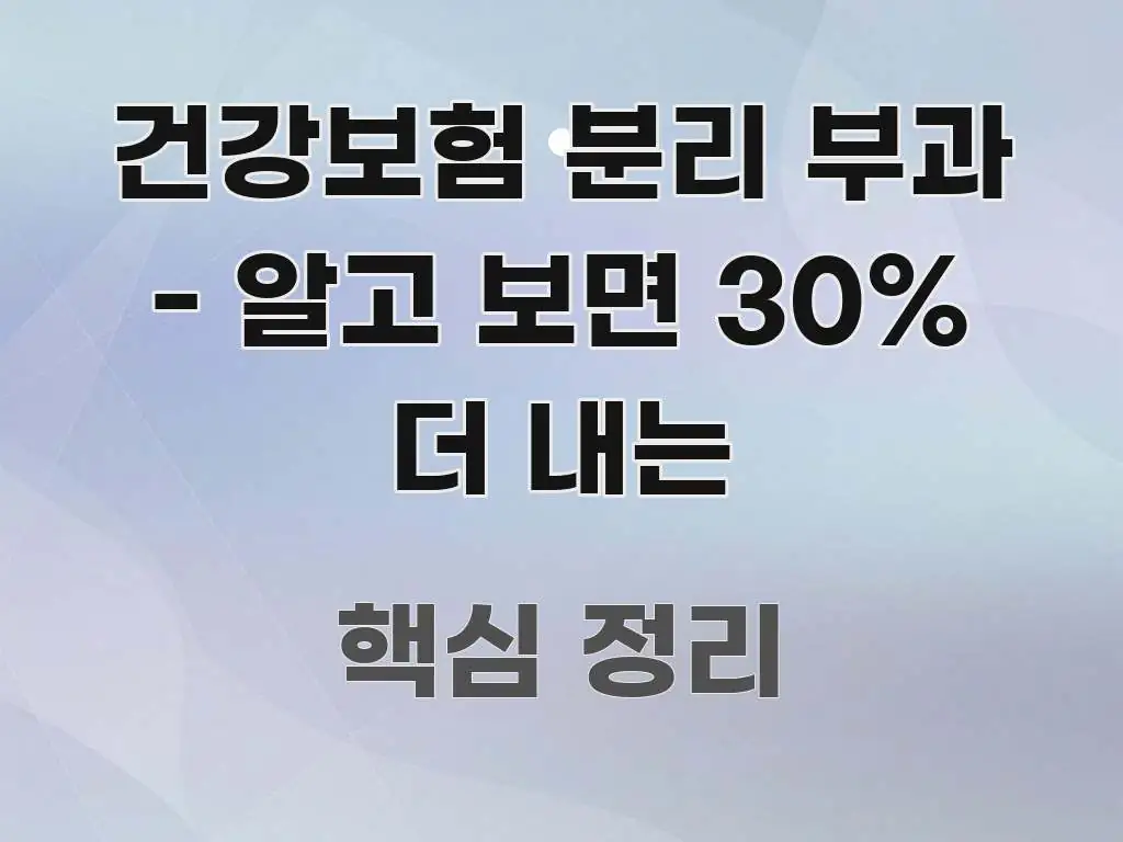 건강보험 분리 부과 - 알고 보면 30% 더 내는 흥미롭게 구성한 정보 요약 포스터