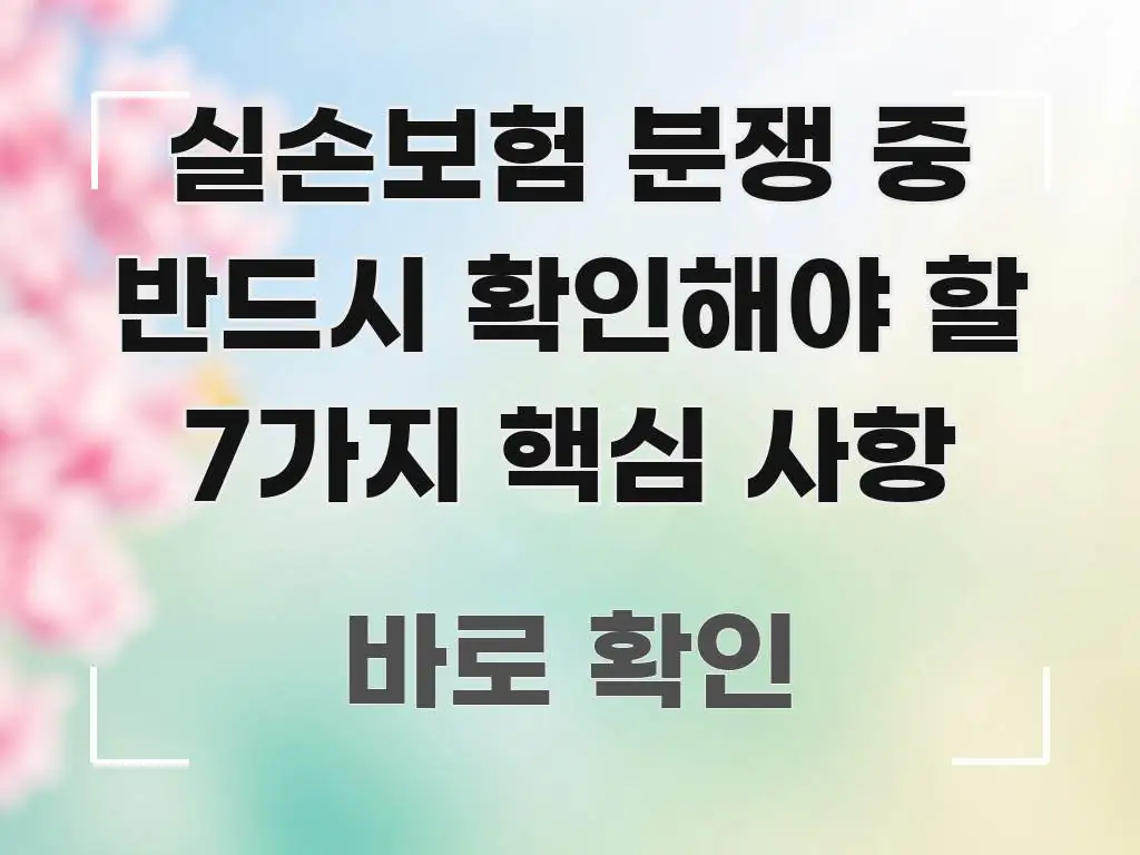 실손보험 분쟁 중 반드시 확인해야 할 7가지 핵심 사항 빠르게 이해할 수 있는 핵심 요약 디자인 카드 - 본문 내용과 연관된 이미지