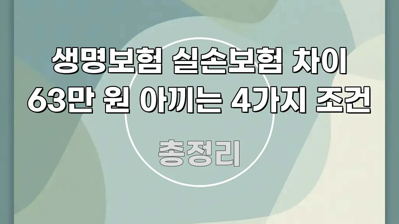 생명보험 실손보험 차이 63만 원 아끼는 4가지 조건 핵심 정보를 압축한 포스트 대표 비주얼 이미지 - 활용 예시 이미지