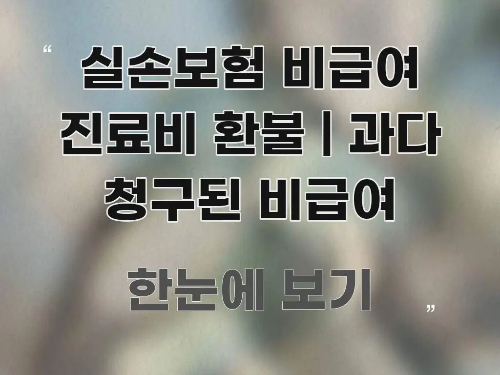 실손보험 비급여 진료비 환불 | 과다 청구된 비급여 명확하게 정리된 블로그용 카드뉴스 썸네일 - 독자 이해를 위한 이미지