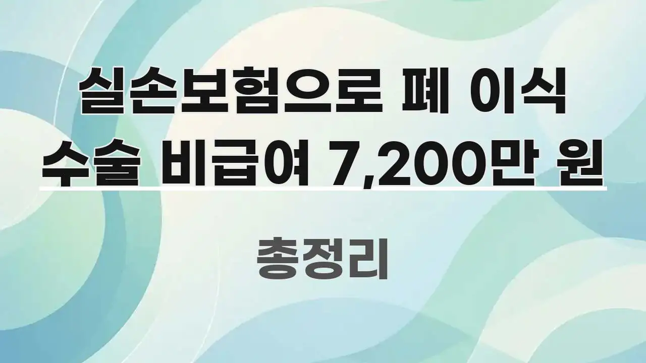 실손보험으로 폐 이식 수술 비급여 7,200만 원 꼭 알아야 할 정보를 담은 블로그 대표 이미지 - 글 흐름을 돕는 시각 자료