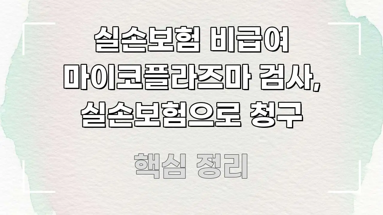 실손보험 비급여 마이코플라즈마 검사, 실손보험으로 청구 스마트하게 정리된 텍스트 기반 블로그 이미지 - 참고용 이미지