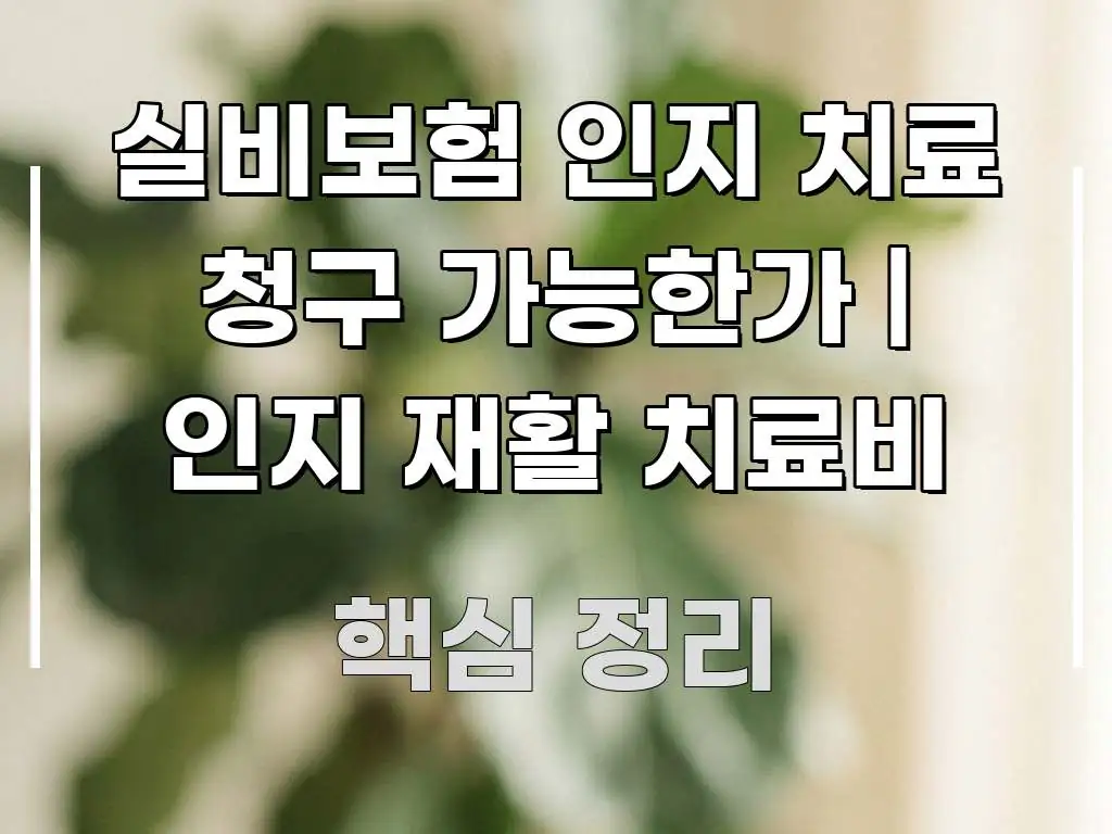 실비보험 인지 치료 청구 가능한가 | 인지 재활 치료비 핵심만 담은 가독성 높은 정보 이미지