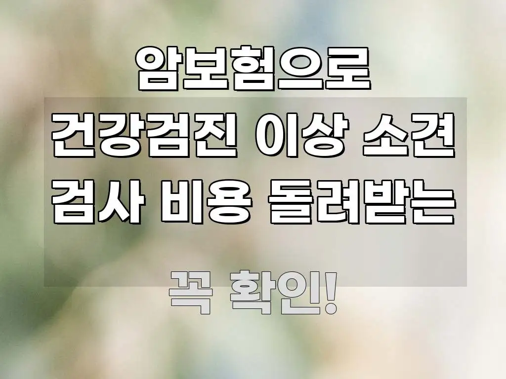 암보험으로 건강검진 이상 소견 검사 비용 돌려받는 전문적으로 분석한 텍스트 중심 디자인 표지 - 활용 예시 이미지