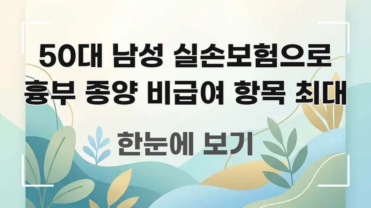 50대 남성 실손보험으로 흉부 종양 비급여 항목 최대 핵심 정보 중심의 심플 타이포그래피 표지