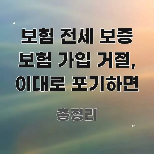 보험 전세 보증 보험 가입 거절, 이대로 포기하면 실생활에 도움되는 블로그 헤더 이미지 - 참고용 이미지