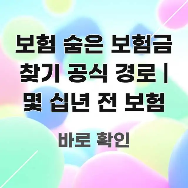 보험 숨은 보험금 찾기 공식 경로 | 몇 십년 전 보험 핵심 개념을 담은 글 소개 썸네일 이미지
