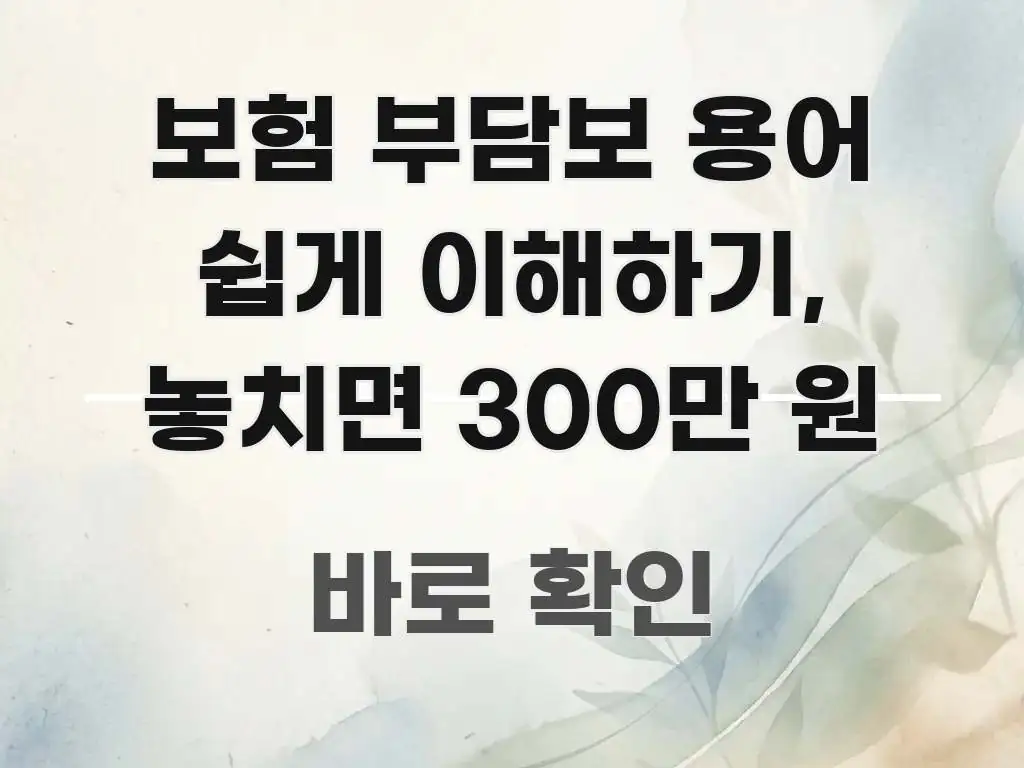 보험 부담보 용어 쉽게 이해하기, 놓치면 300만 원 주요 흐름을 설명한 포스트 대표 비주얼 이미지 - 참고용 이미지