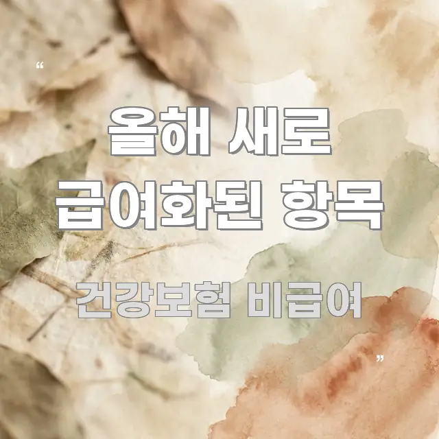 올해 새로 급여화된 항목 핵심 요약 올해 새로 급여화된 항목 빠르게 이해할 수 있는 정보 전달형 표지 이미지 - 참고용 이미지