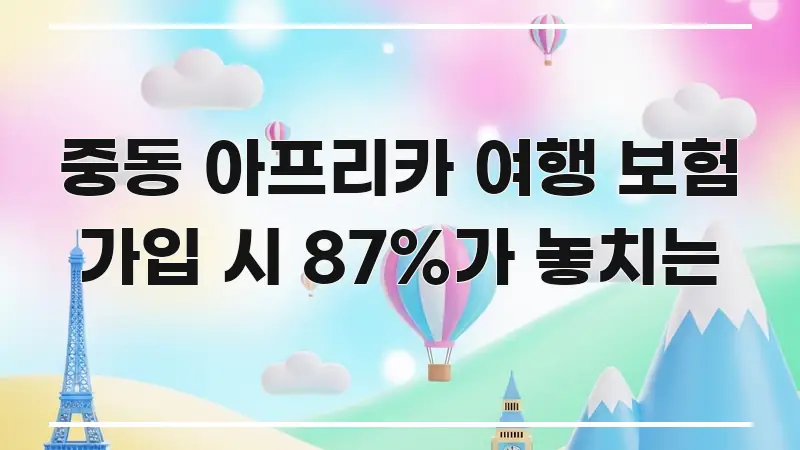중동 아프리카 여행 보험 가입 시 87%가 놓치는 간결하고 명료한 정보 카드 디자인 이미지 - 독자 이해를 위한 이미지