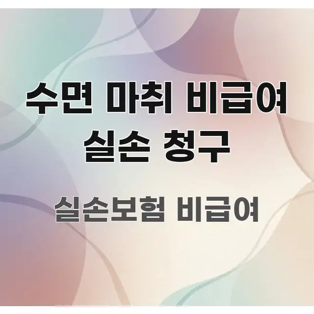 수면 마취 비급여 실손 청구 가독성 높게 정리한 깔끔한 인포그래픽 표지 - 독자 이해를 위한 이미지
