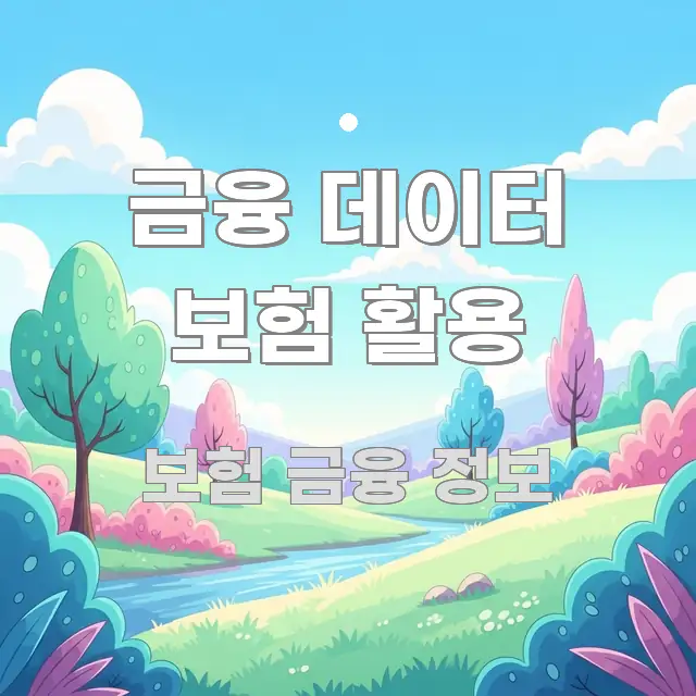 금융 데이터 보험 활용 핵심 키워드 중심의 정보 전달형 표지 이미지 - 독자 이해를 위한 이미지