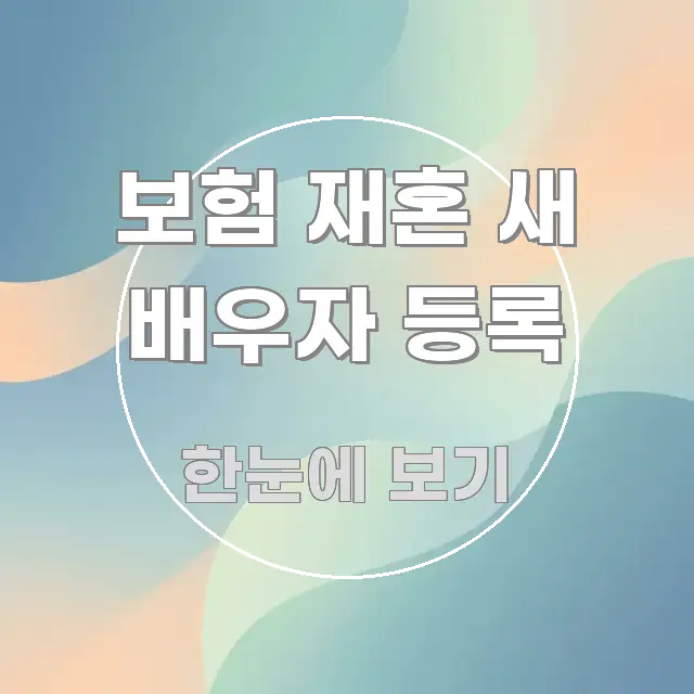 보험 재혼 새 배우자 등록 검증된 정보로 구성된 핵심 정보 비주얼 - 가독성을 높이는 이미지