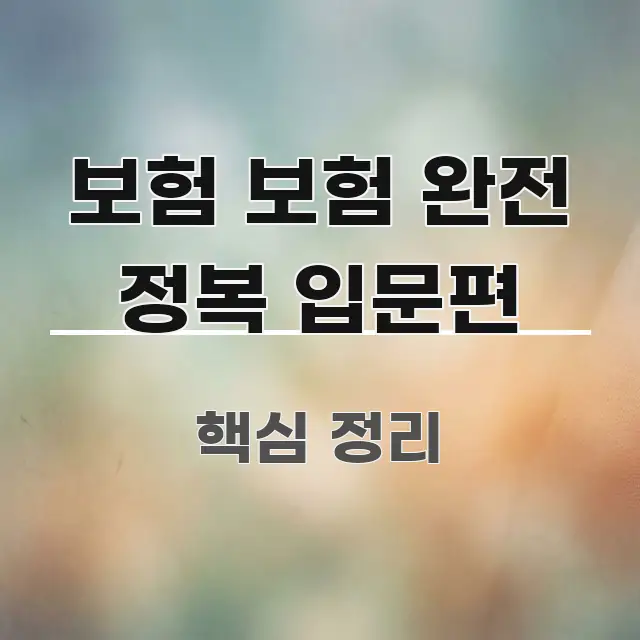 보험 보험 완전 정복 입문편 핵심 정보를 압축한 정보 정리 카드 이미지 - 독자 이해를 위한 이미지
