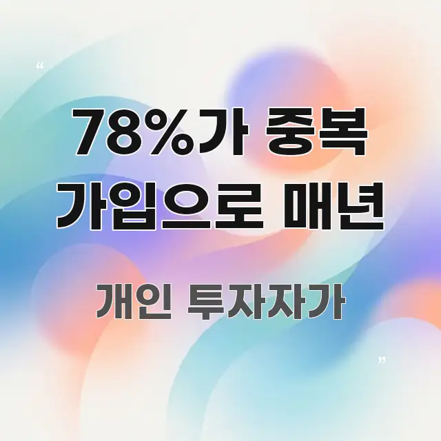 78%가 중복 가입으로 매년 빠르게 이해할 수 있는 텍스트형 카드뉴스 표지 이미지 - 내용 요약을 위한 이미지