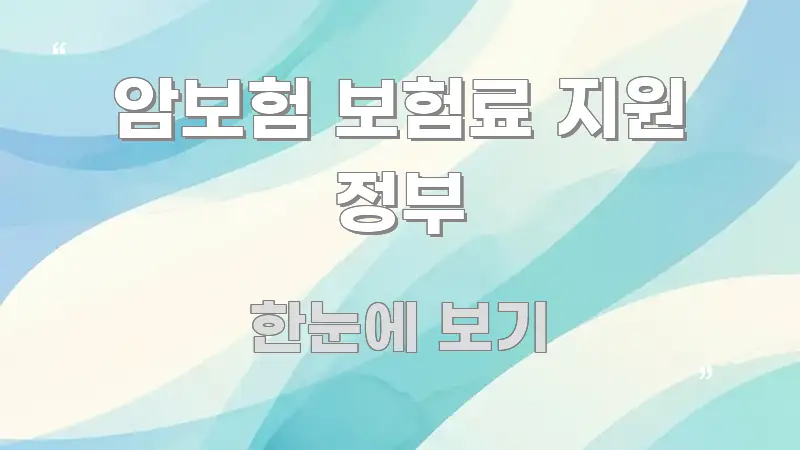 암보험 보험료 지원 정부 알기 쉽게 정리한 포스트 대표 비주얼 이미지