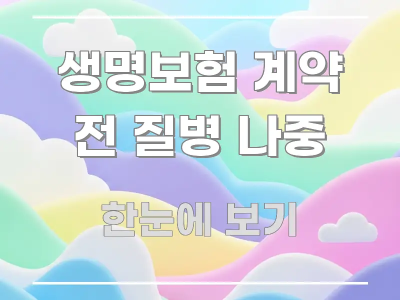 생명보험 계약 전 질병 나중 알기 쉽게 정리한 블로그 포스트 커버 이미지 - 글 흐름을 돕는 시각 자료