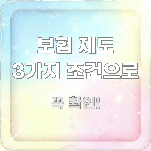 보험 제도 3가지 조건으로 가독성 높게 정리한 텍스트 중심 디자인 표지