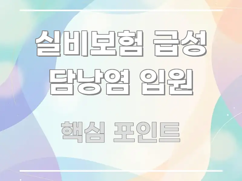 실비보험 급성 담낭염 입원 핵심 정보 중심의 텍스트 기반 블로그 이미지