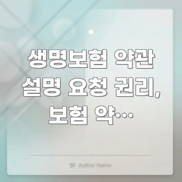 생명보험 약관 설명 요청 권리, 보험 약관 이해하기 주요 포인트를 요약한 콘텐츠 요약 표지 이미지
