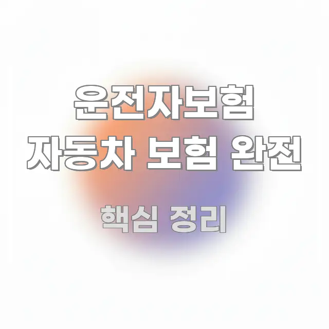 운전자보험 자동차 보험 완전 꼭 필요한 정보만 담은 텍스트 포스터 이미지 - 내용 요약을 위한 이미지