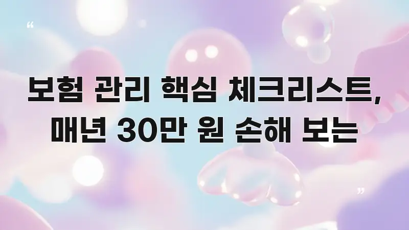 보험 관리 핵심 체크리스트, 매년 30만 원 손해 보는 한눈에 들어오는 포스트 대표 비주얼 이미지
